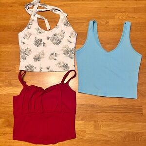 EUC Hollister Tanks ~ Floral White, Teal, and Red ~ All Size Small